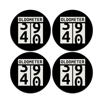OLDOMETER, SET of 4 round wooden coasters (9cm)