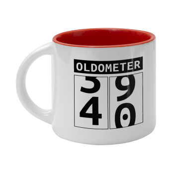 OLDOMETER, Κούπα κεραμική 400ml Λευκή/Κόκκινη