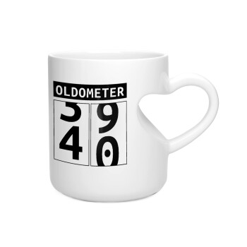 OLDOMETER, Κούπα καρδιά λευκή, κεραμική, 330ml