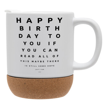 EYE tester happy birthday., Ceramic coffee mug Cork (MAT), 330ml (1pcs)