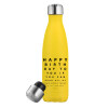 Yellow Stainless Steel Metallic Thermos, double-walled, 500ml