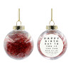 Transparent Christmas tree ball ornament with red filling 8cm