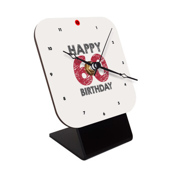 Happy 60 birthday!!!, Επιτραπέζιο ρολόι ξύλινο με δείκτες (10cm)