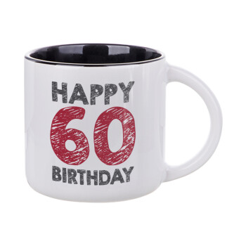 Happy 60 birthday!!!, Κούπα κεραμική 400ml Λευκή/Μαύρη