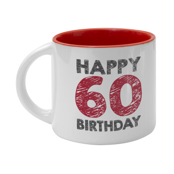 Happy 60 birthday!!!, Κούπα κεραμική 400ml Λευκή/Κόκκινη