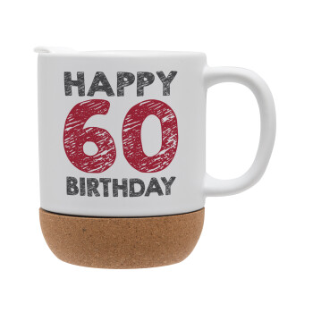 Happy 60 birthday!!!, Ceramic coffee mug Cork (MAT), 330ml (1pcs)