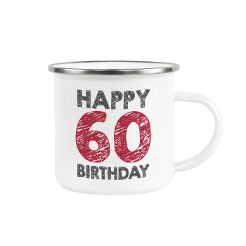 Happy 60 birthday!!!, Κούπα Μεταλλική εμαγιέ λευκη 360ml