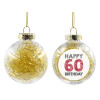 Transparent Christmas tree ball ornament with gold filling 8cm