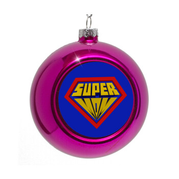 Super Mom 3D, Purple Christmas tree ornament bauble 8cm