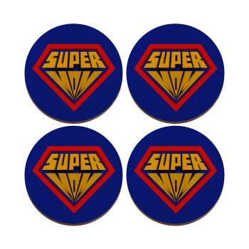 Super Mom 3D, ΣΕΤ x4 Σουβέρ ξύλινα στρογγυλά plywood (9cm)