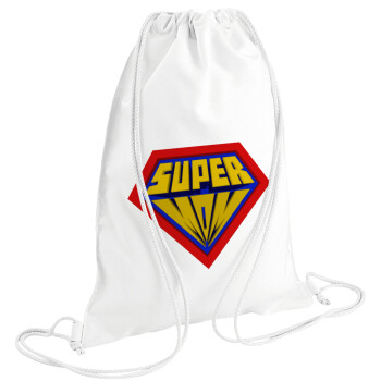 Super Mom 3D, Τσάντα πλάτης πουγκί GYMBAG λευκή (28x40cm)