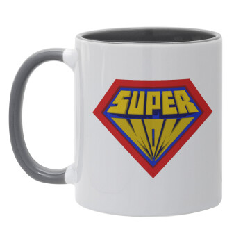 Super Mom 3D, Mug colored grey, ceramic, 330ml