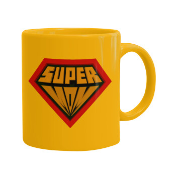 Super Mom 3D, Ceramic coffee mug yellow, 330ml