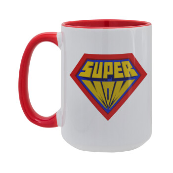 Super Mom 3D, Κούπα Mega 15oz, κεραμική Κόκκινη, 450ml