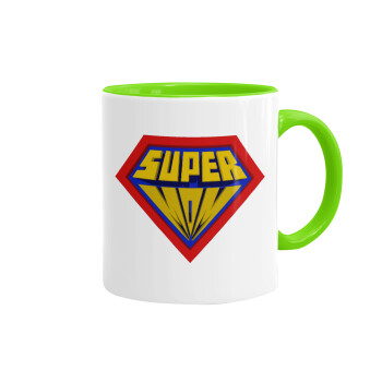 Super Mom 3D, Mug colored light green, ceramic, 330ml