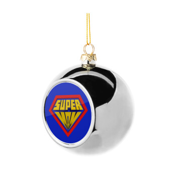 Super Mom 3D, Silver 8cm Christmas tree ball ornament