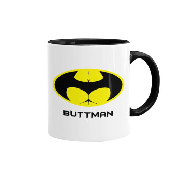 Buttman, Κούπα χρωματιστή μαύρη, κεραμική, 330ml