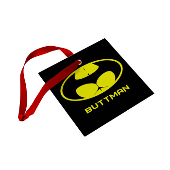 Buttman, Christmas ornament, glass square ornament 9x9cm