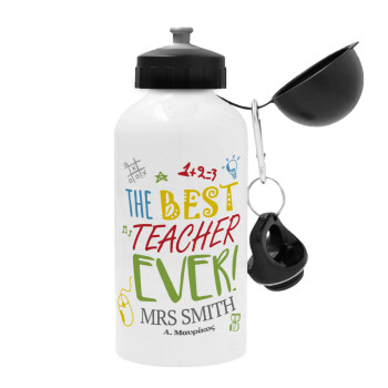 The best teacher ever!, Μεταλλικό παγούρι νερού, Λευκό, αλουμινίου 500ml