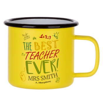 The best teacher ever!, Metallic enamel MATT Yellow cup 360ml