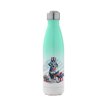 Happy 4th of July, Metal mug thermos Green/White (Stainless steel), double wall, 500ml