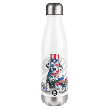 Happy 4th of July, Metal mug thermos White (Stainless steel), double wall, 500ml