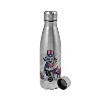 Happy 4th of July, Metallic water bottle, stainless steel, 750ml