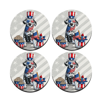 Happy 4th of July, SET of 4 round wooden coasters (9cm)