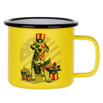 Happy 4th of July, Metallic enamel MATT Yellow cup 360ml