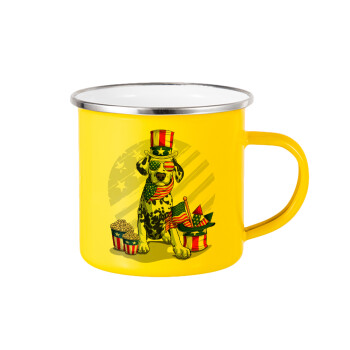 Happy 4th of July, Yellow Enamel Metallic Cup 360ml