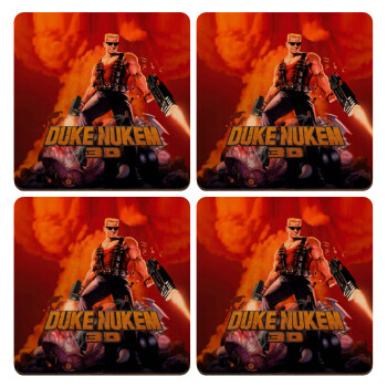 Duke nukem, ΣΕΤ x4 Σουβέρ ξύλινα τετράγωνα plywood (9cm)