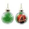 Transparent Christmas tree ball ornament with green filling 8cm