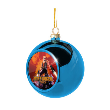 Duke nukem, Blue Christmas tree ball ornament 8cm