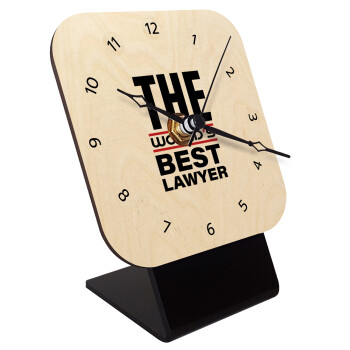The world's best Lawyer, Quartz Table clock in natural wood (10cm)