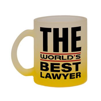 The world's best Lawyer, Κούπα γυάλινη δίχρωμη με βάση το κίτρινο ματ, 330ml