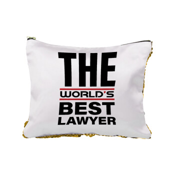 The world's best Lawyer, Sequin Gold Pouch Cosmetic Bag