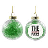 Transparent Christmas tree ball ornament with green filling 8cm