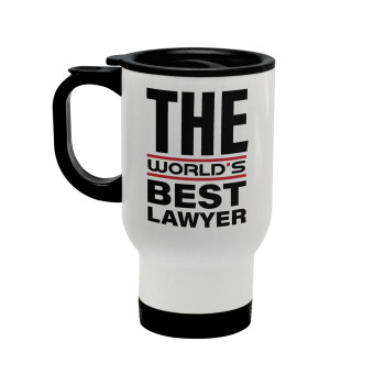 The world's best Lawyer, Stainless steel travel mug with lid, double wall white 450ml