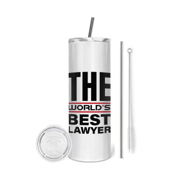 The world's best Lawyer, Eco friendly ποτήρι θερμό (tumbler) από ανοξείδωτο ατσάλι 600ml, με μεταλλικό καλαμάκι & βούρτσα καθαρισμού