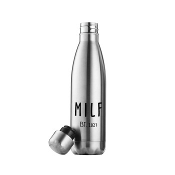 MILF, Μεταλλικό παγούρι θερμός Inox (Stainless steel), διπλού τοιχώματος, 500ml