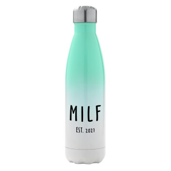 MILF, Metal mug thermos Green/White (Stainless steel), double wall, 500ml
