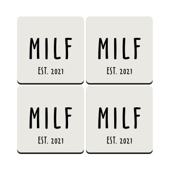 MILF, ΣΕΤ 4 Σουβέρ ξύλινα τετράγωνα (9cm)