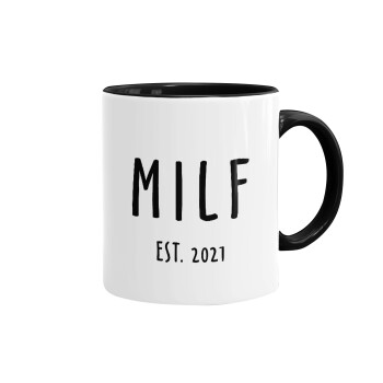 MILF, Κούπα χρωματιστή μαύρη, κεραμική, 330ml