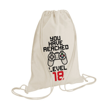 You have Reached level AGE, Backpack bag GYMBAG natural (28x40cm)