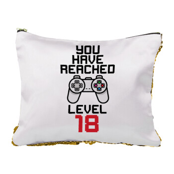 You have Reached level AGE, Sequin Gold Pouch Cosmetic Bag