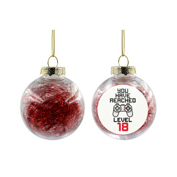 You have Reached level AGE, Transparent Christmas tree ball ornament with red filling 8cm