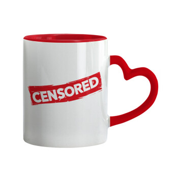 Censored, Κούπα καρδιά χερούλι κόκκινη, κεραμική, 330ml