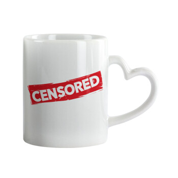 Censored, Κούπα καρδιά χερούλι λευκή, κεραμική, 330ml