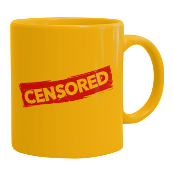 Censored, Ceramic coffee mug yellow, 330ml (1pcs)