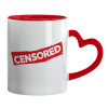 Mug heart red handle, ceramic, 330ml